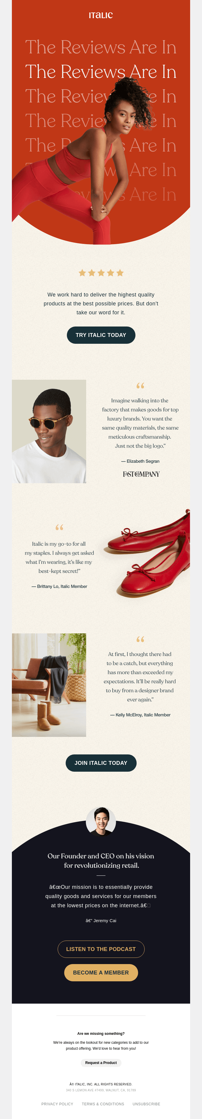 italic &mdash; Email Crash Test